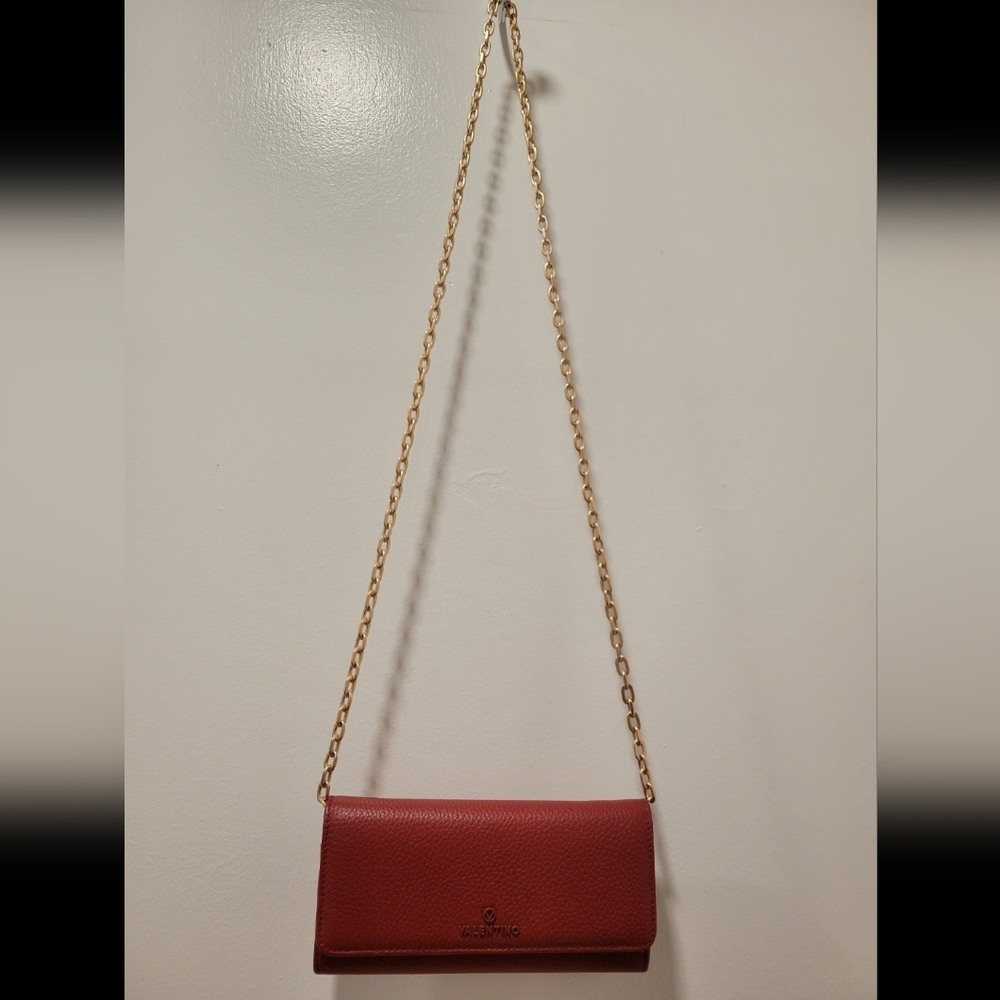 Red Valentino Leather Wallet On Gold Chain - Picture 8 of 8